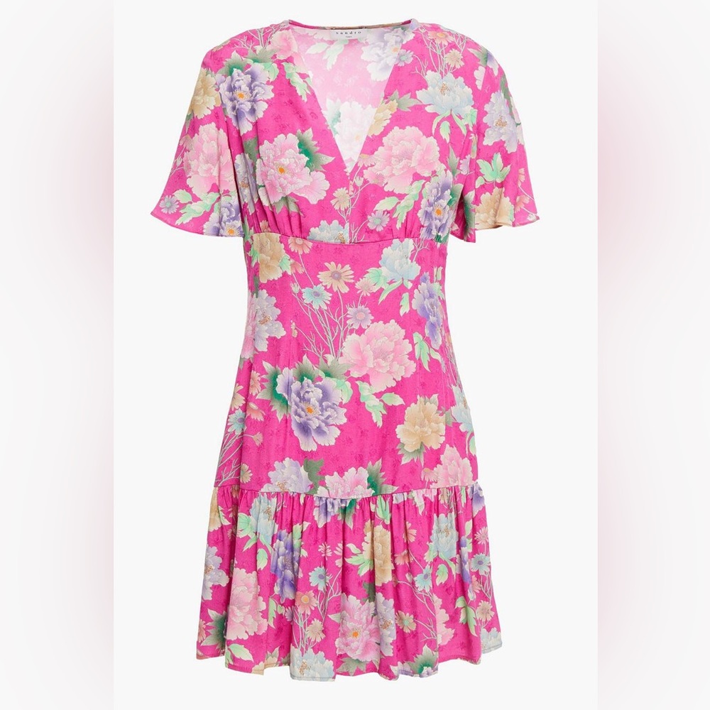 SANDRO SHORT MINI FLORAL SUMMER DRESS - Picture 11 of 11